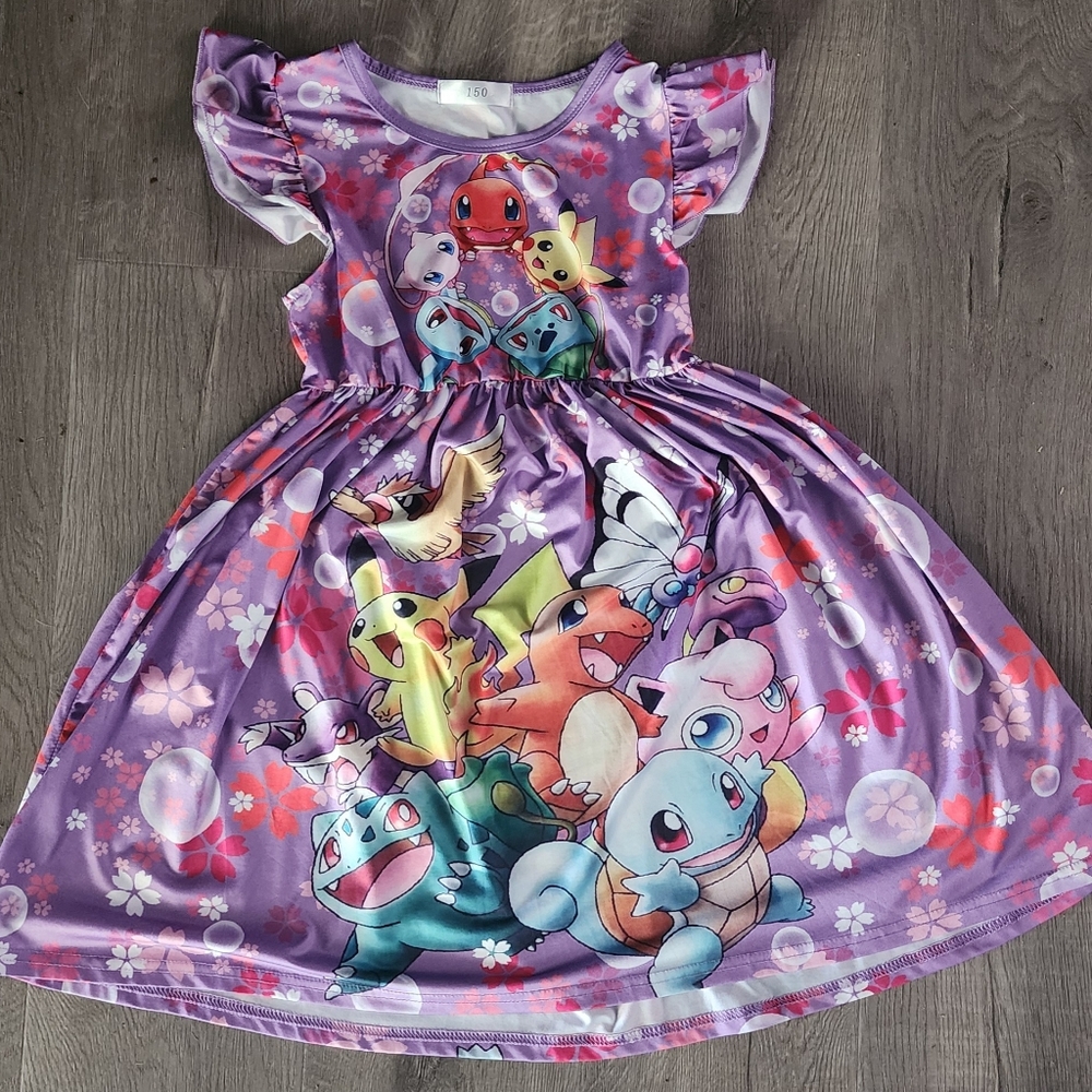 Pokemon purple Girls Dress Size 150 fits 8/10